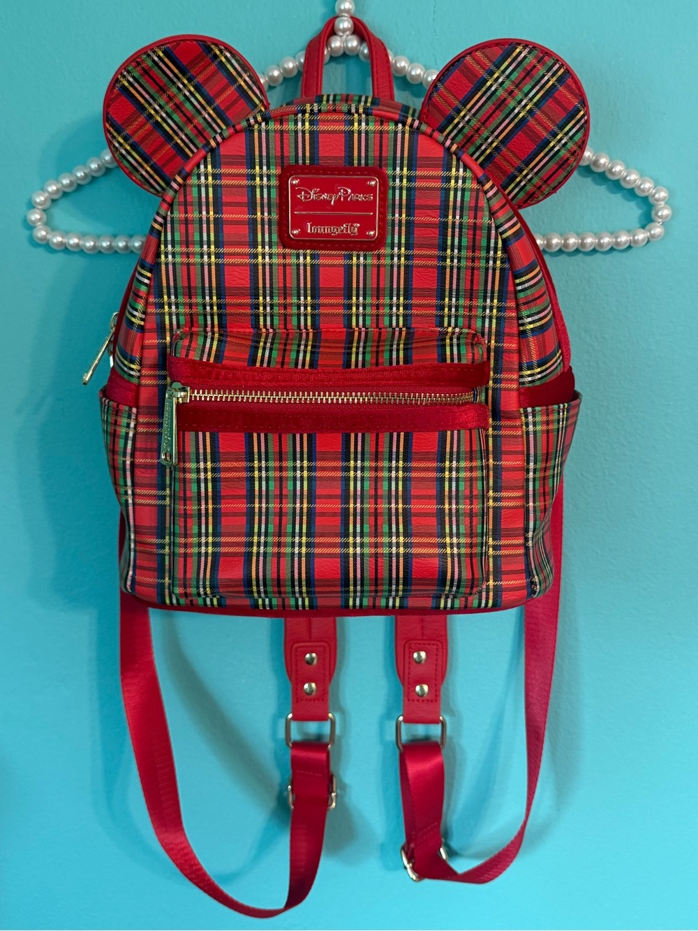 EUC Loungefly x Disney Parks Plaid Mickey Mouse Backpack